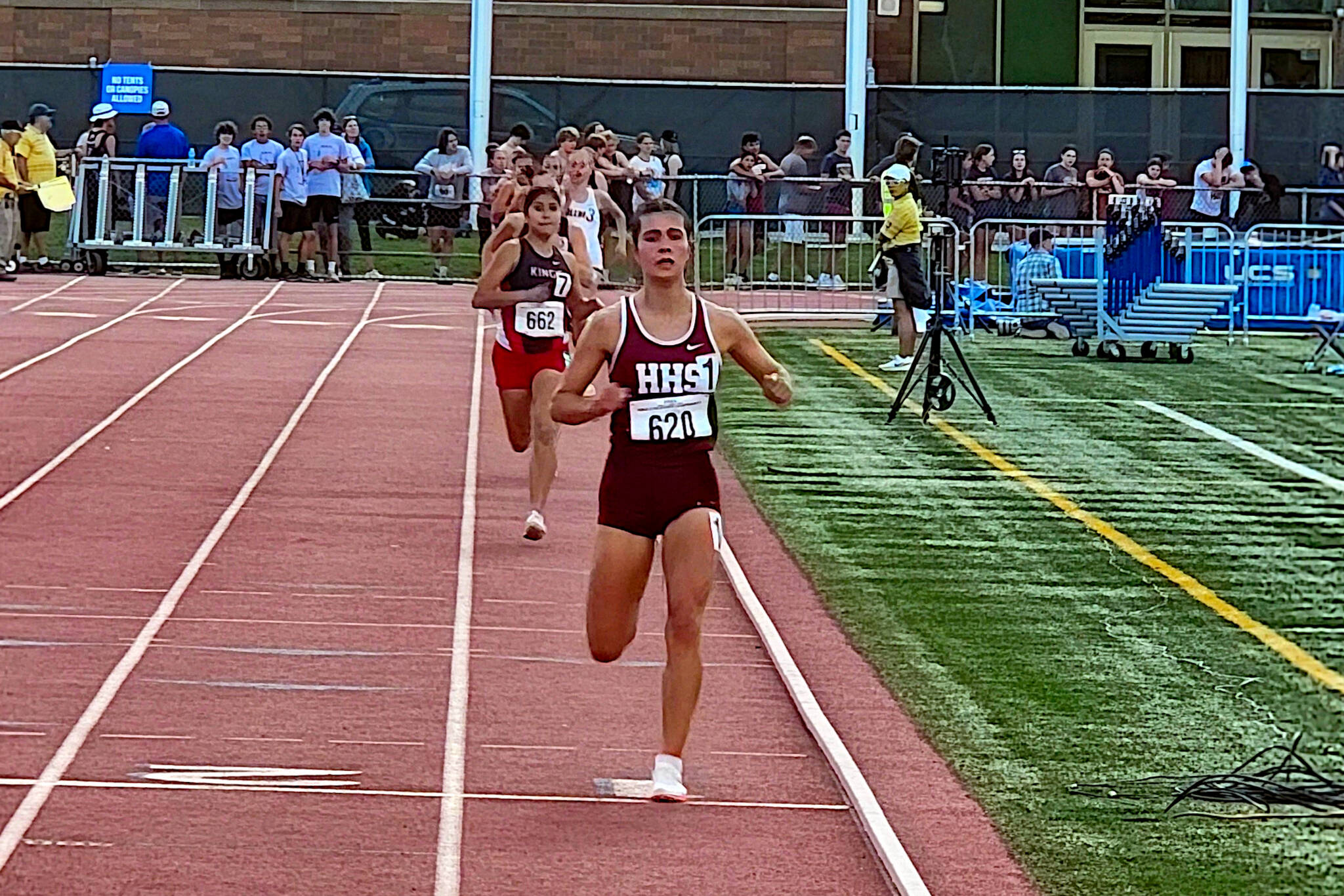 SUBMITTED PHOTO Hoquiam senior Jane Roloff leads the field during the girls 1600-meter race at the WIAA 1A State Championships on Thursday at Eisenhower High School in Yakima. Roloff would go on to win the state championship with a personal-best time of 4:58.86.