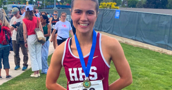 SUBMITTED PHOTO Hoquiam senior Jane Roloff won state titles in the 800, 1600 and 3200-meter races at the WIAA 1A State Championships this past weekend in Yakima.