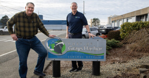 Port of Grays Harbor
Leonard Barnes, right, has stepped into the executive directorship of the Port of Grays Harbor, after the recent retirement of Gary Nelson, left.