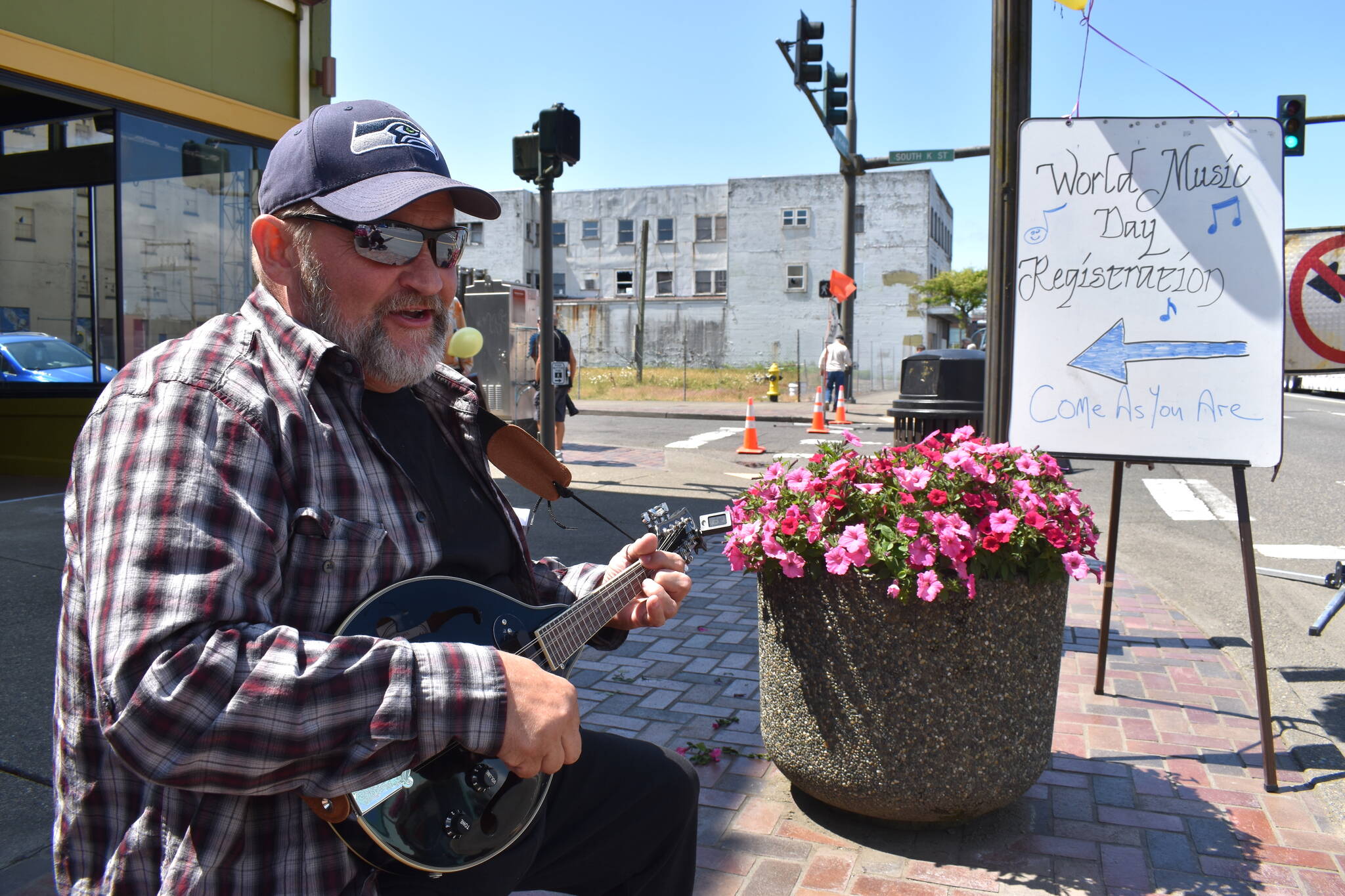 Matthew N. Wells / The Daily World
Wil Russoul described the more humble beginnings for World Music Day 2023 in Aberdeen. “Last year, World Music Day was on a whiteboard that we posted out on the street,” Russoul said. “And now it’s in the hands of professional publishing companies making flyers… and commercials. In one year? I don’t even know. That’s unbridled growth, right, for the promotion of this thing.”