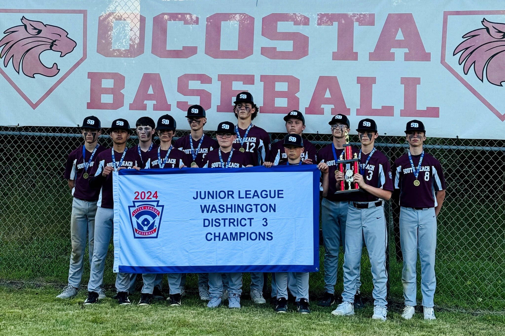 SUBMITTED PHOTO The South Beach Junior Division All-Stars defeated Capitol 12-1 on Monday in Westport to win the Washington Little League District 3 championship.