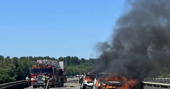 Courtesy photo / Washington State Patrol
Two cars were destroyed in a motor vehicle crash near Montesano on Sunday.