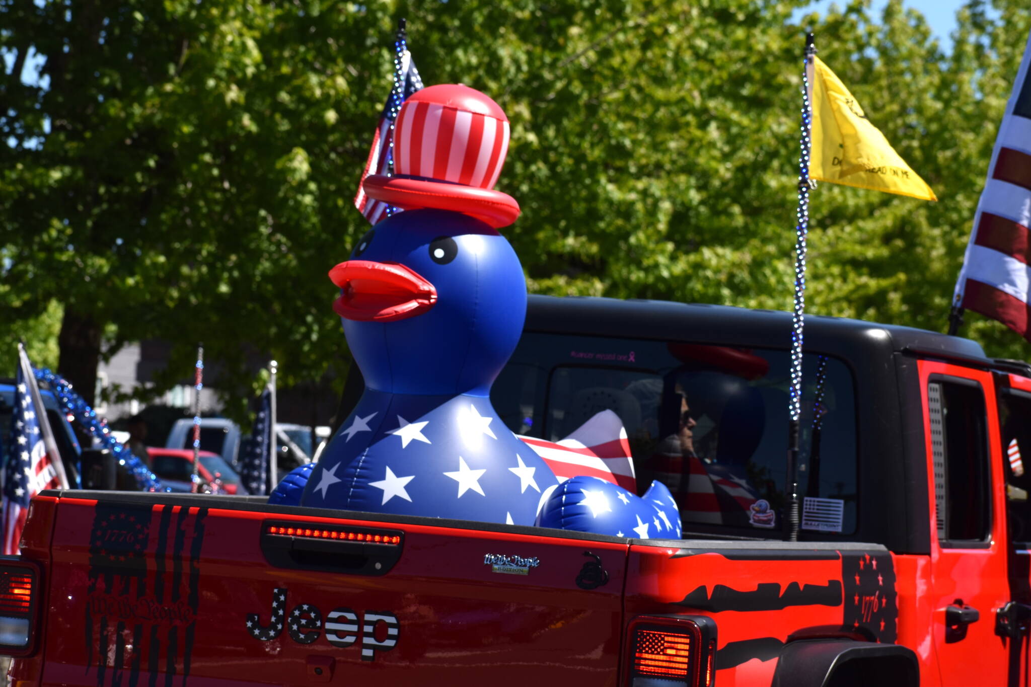 Matthew N. Wells / The Daily World
The Jeeps were a favorite again at Aberdeen Founders Day. This especially festive duck, covered in star-spangled goodness, was quite the sight during the parade.