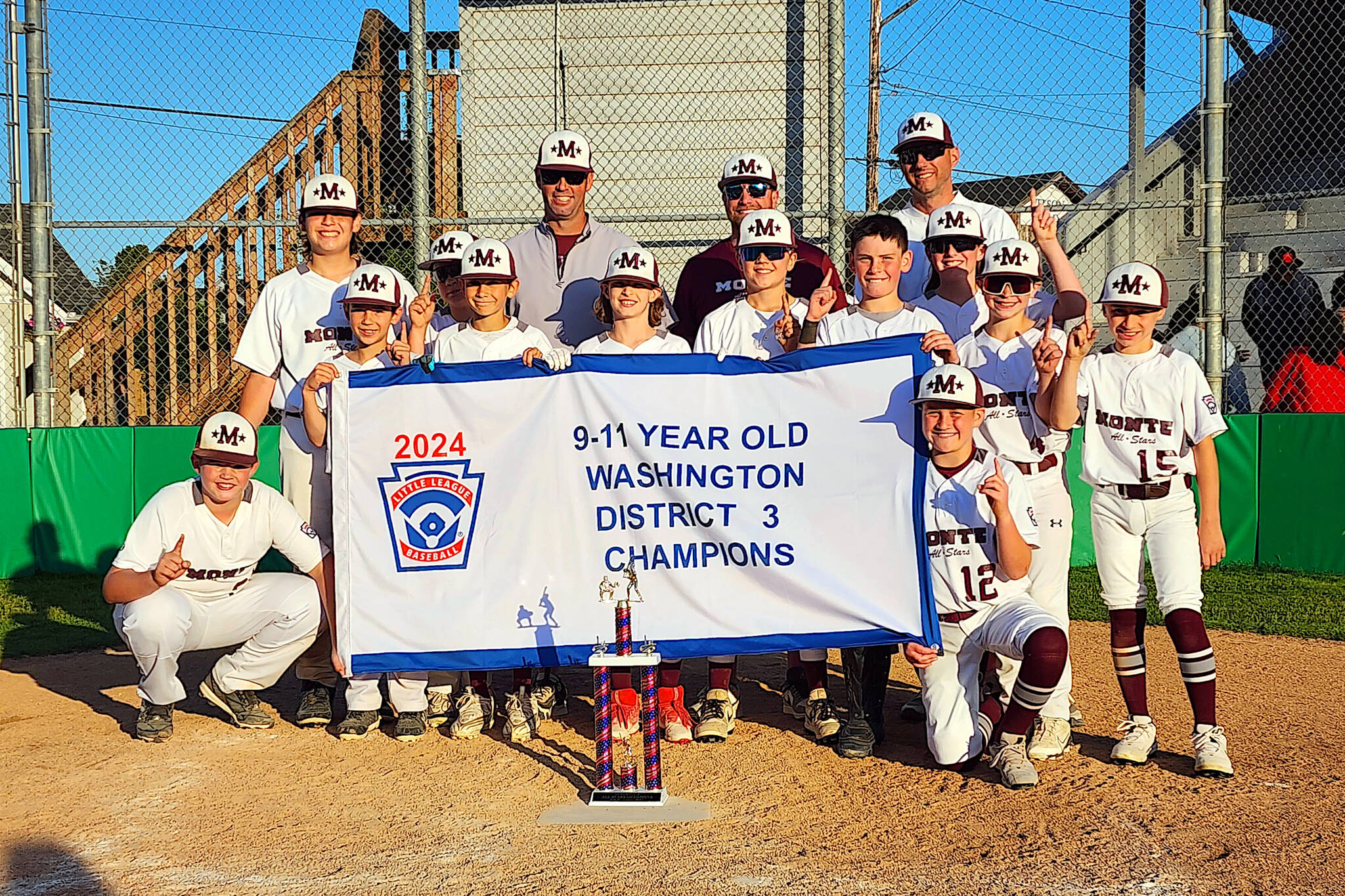 RYAN SPARKS | THE DAILY WORLD The Montesano Little League 9-11 all-star team defeated Larch Mountain 8-1 to win the District 3 title on Friday in Montesano.