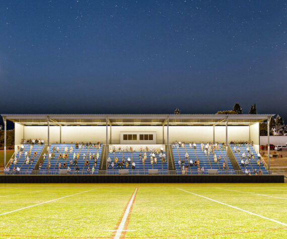 SUBMITTED GRAPHIC 
A computer-generated rendering shows what the proposed Elma High School grandstand may look like.
