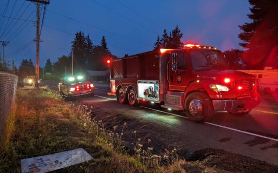 Multiple agencies responded to a report of a structure fire near Elma on Sunday evening. (Courtesy photo / EGHFR)
