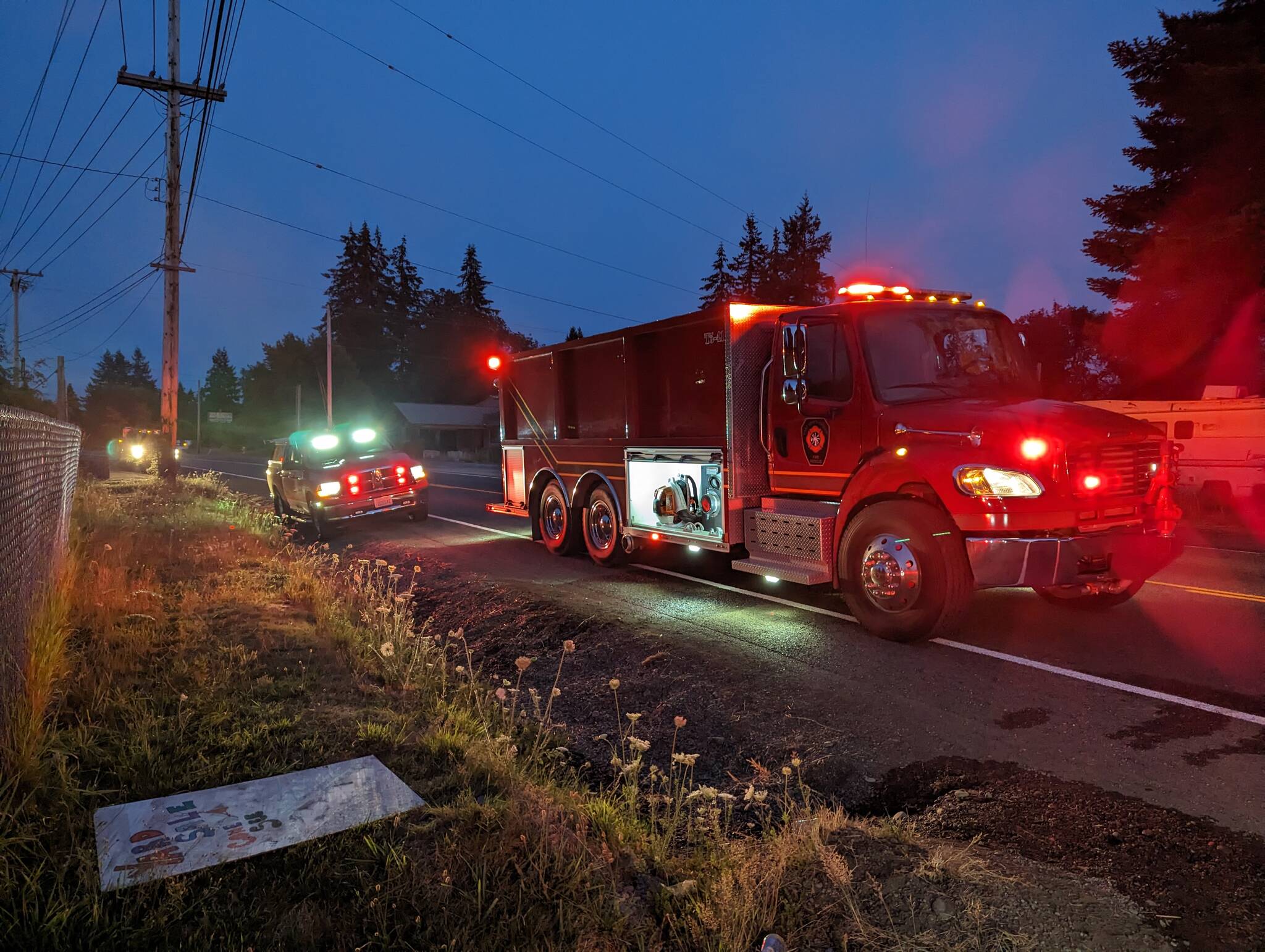 Multiple agencies responded to a report of a structure fire near Elma on Sunday evening. (Courtesy photo / EGHFR)