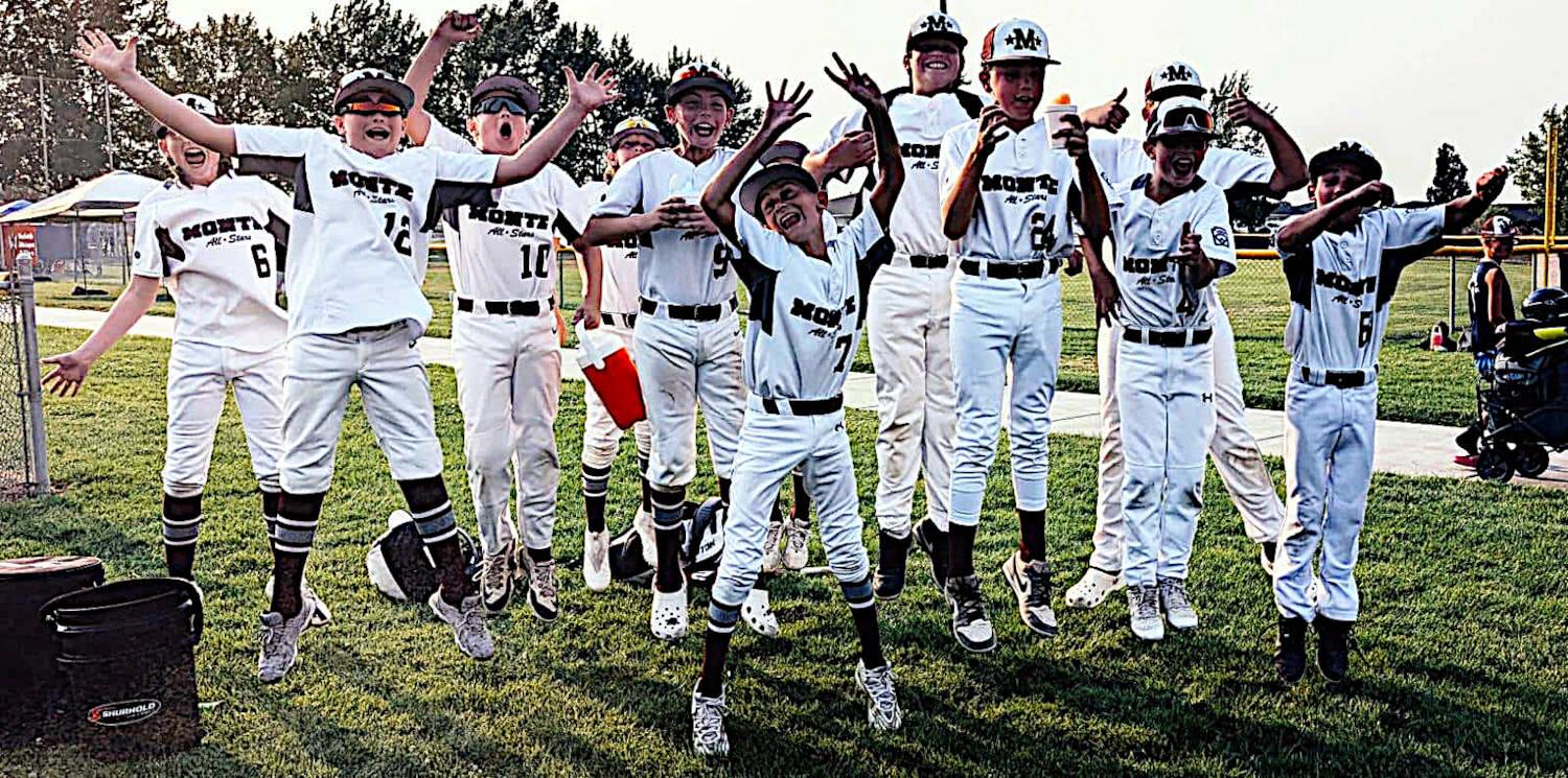 PHOTO COURTESY OF MONTESANO LITTLE LEAGUE 
Montesano’s 9-11 Division all-star team celebrate after defeating Camas 9-8 in a state-tournament elimination game on Tuesday in West Richland.