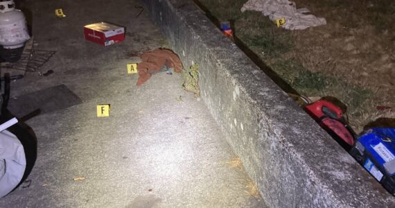 Evidence markers dapple the scene of a Sunday night stabbing in Aberdeen. (Aberdeen Police Department)