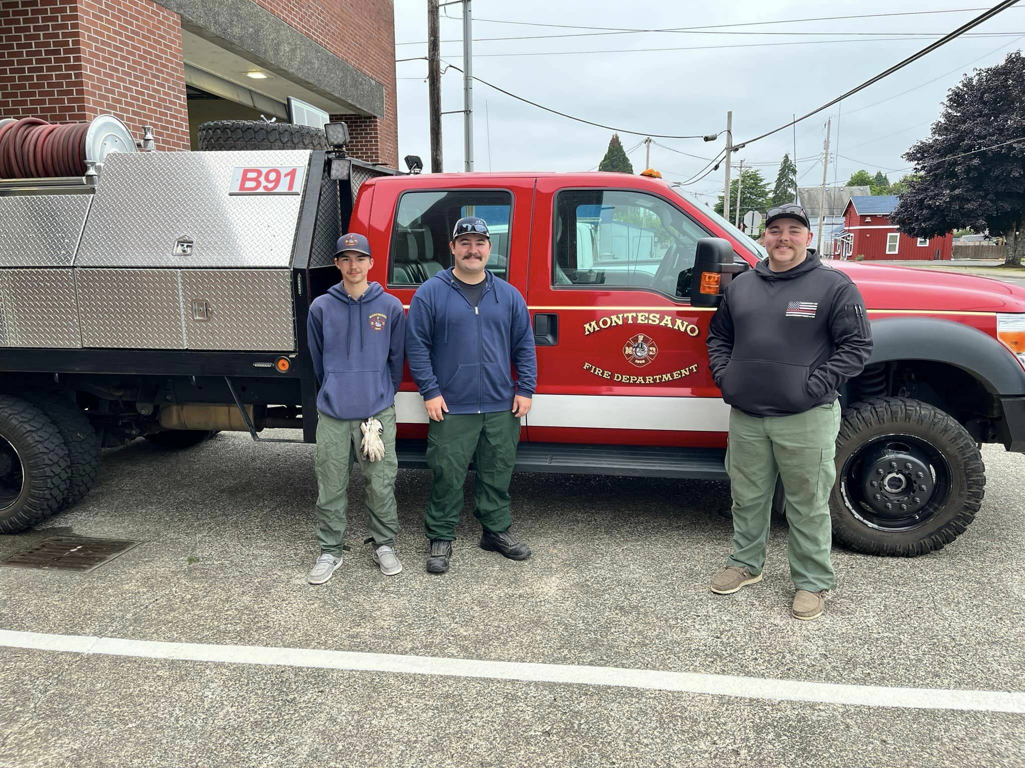 Firefighters from Montesano and East Grays Harbor Fire and Rescue were deployed to assisted with the Pioneer Creek fire this week. (Courtesy photo / MFD)