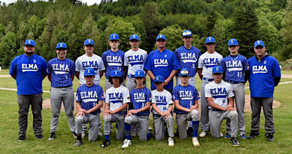 SUBMITTED PHOTO The Elma 14U Pony League team finished its season with a northwest region title and 15-3 record. Pictured are (bottom row, from left): Ryder Lessard, Cruz Vargas, Jordan Lisle, Grahm Rupe, Hunter Lessard, Bryston Crawford. Top row: Head Coach Mike Lisle, Jackson Bucy, Pablo “Micah” Salvatierra, Gavin Muir, Jace Gustafson, Assistant Coach Zach Rupe, James Modersohn, Troy Rupe, Treycen Sample, Assistant Coach Bryan Crawford.