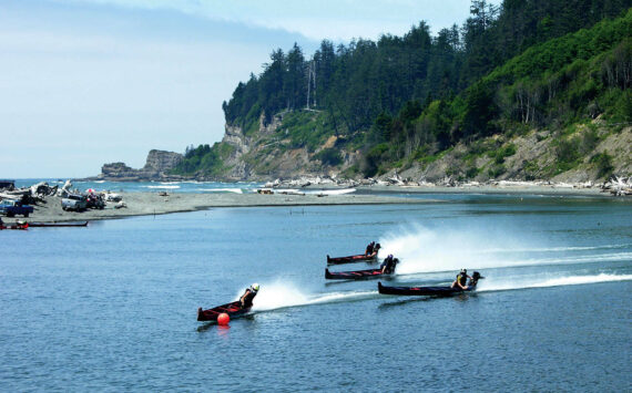 Quinault Indian Nation
The Quinault Indian Nation holds motorized canoe races each year on the Quinault River in Taholah, for Taholah Days on July Fourth. For the first time since the 1980s, the canoes return to the Harbor during Hoquiam Loggers’ Playday.