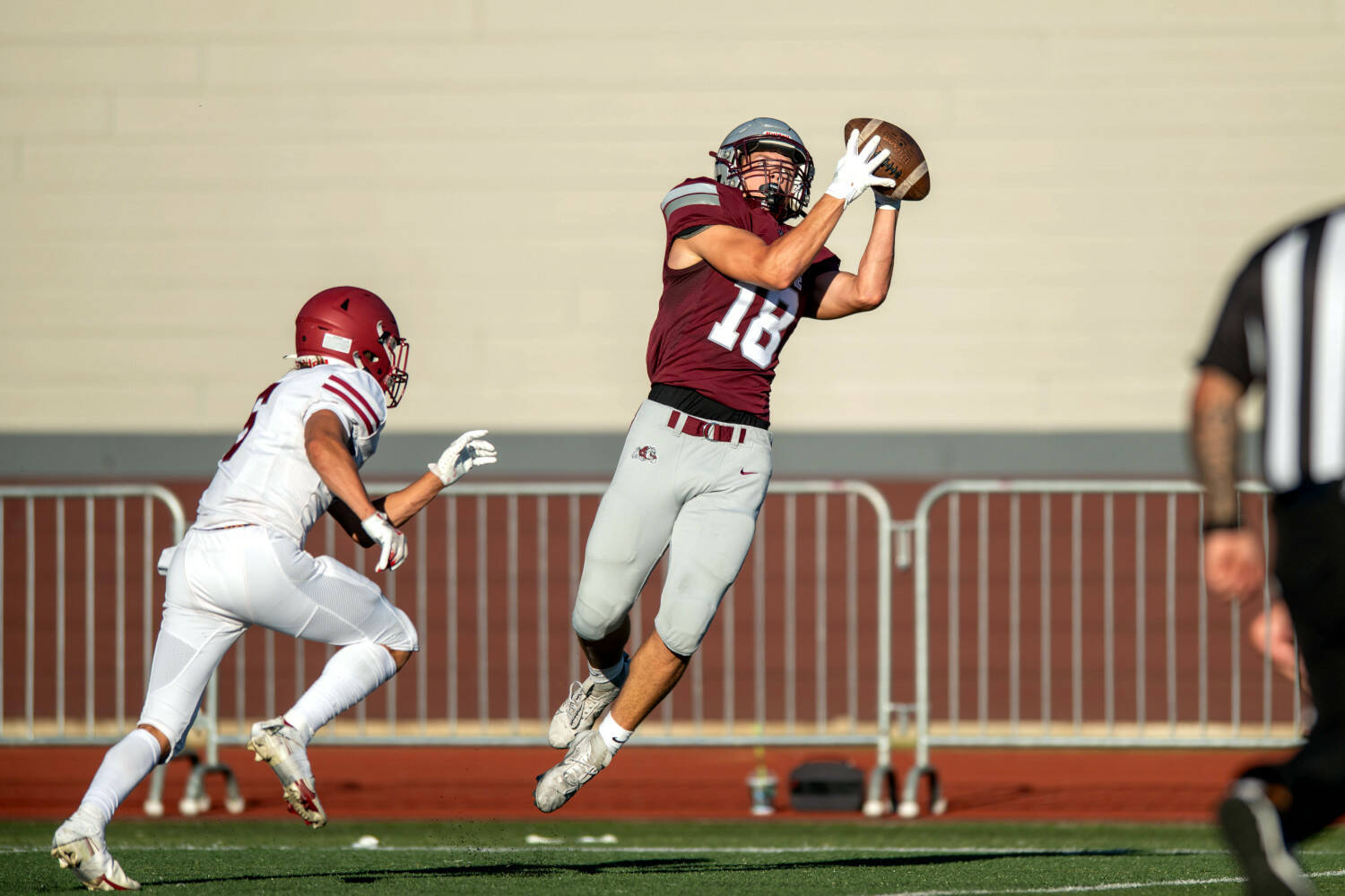 PHOTO BY FOREST WORGUM 
Montesano receiver Mason Rasmussen makes a catch during the Montesano Jamboree on Aug. 30. Montesano opens the season by hosting La Center at 7 p.m. on Friday.