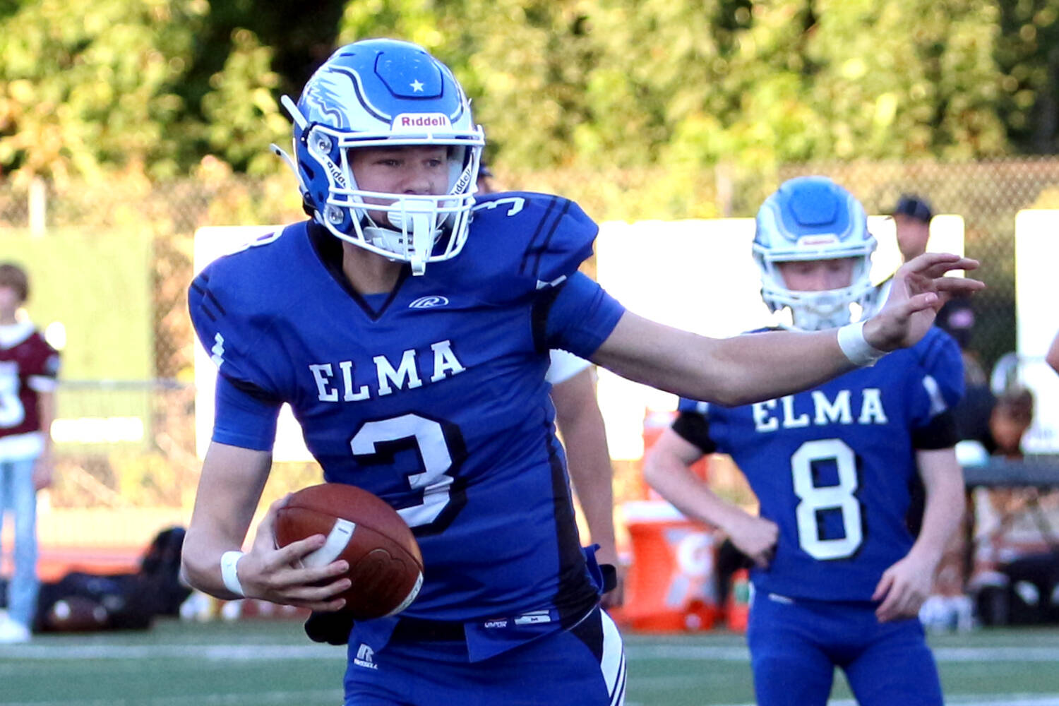 DAILY WORLD FILE PHOTO 
Elma junior quarterback Isaac McGaffey and the undefeated Eagles will host Sequim in a non-league matchup on Friday.