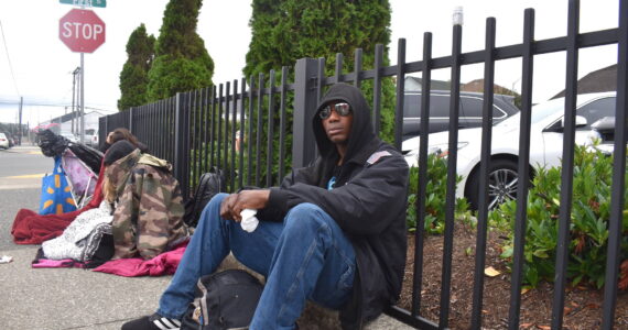 Matthew N. Wells / The Daily World
E.L. Hurn, who has reached out to various organizations in town, is waiting on housing to come through. He spoke a little about the unhoused issues within the city, including the question where the people who were cleared out of the River and State Street encampment have gone.