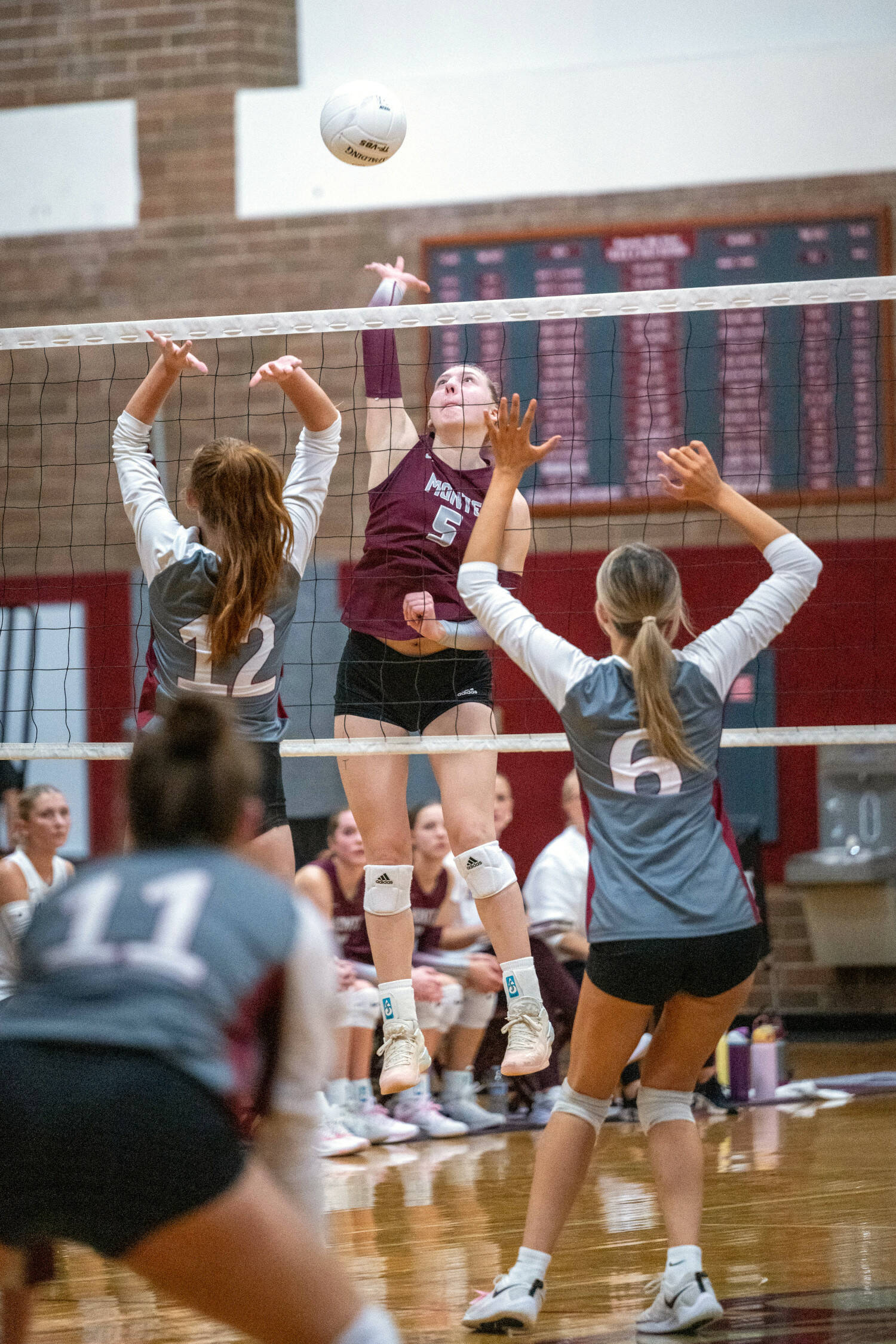 PHOTO BY FOREST WORGUM Montesano setter Karissa Otterstetter (5) records a kill during a straight-set victory over W.F. West on Monday in Montesano.