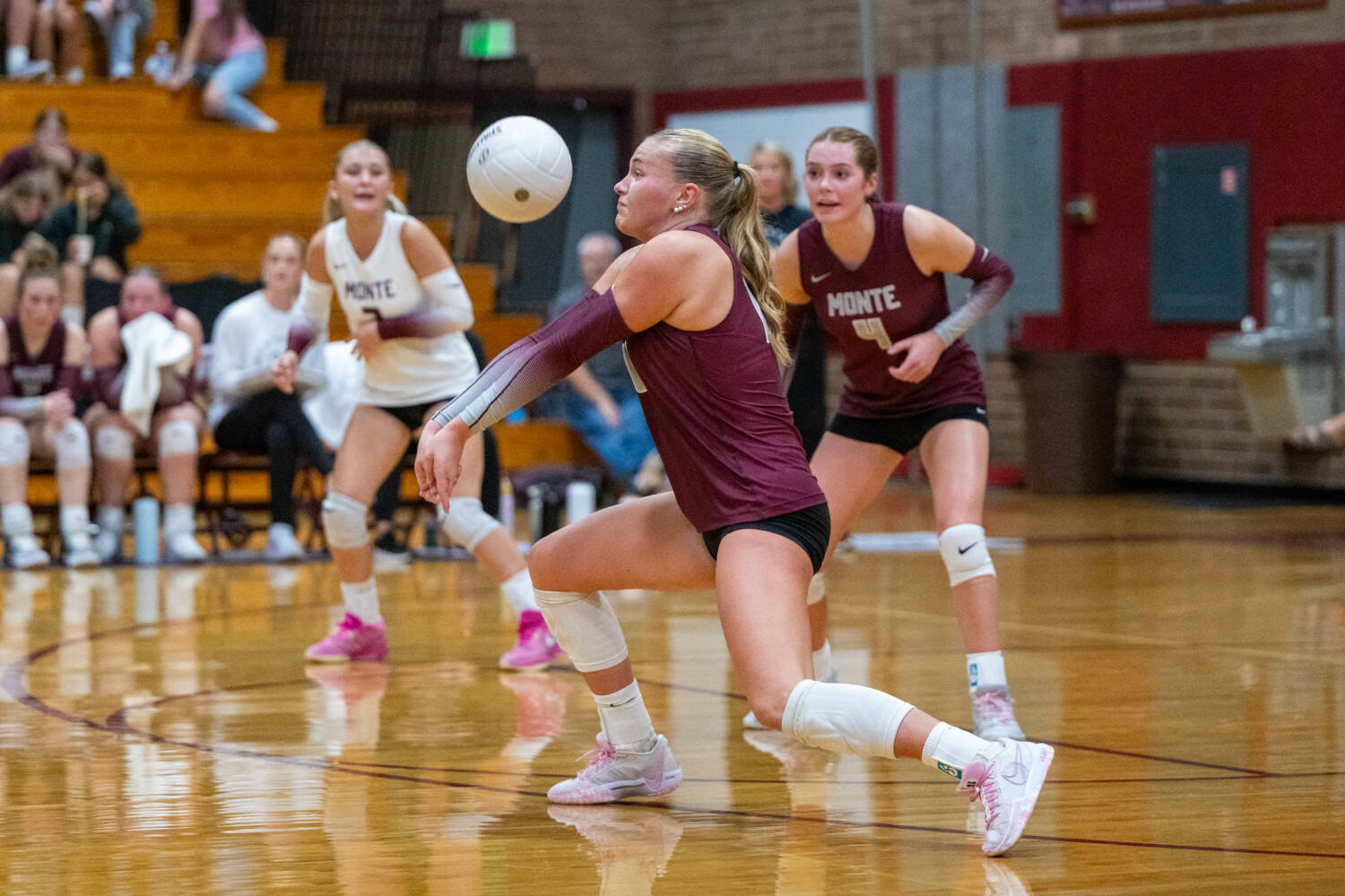 PHOTO BY FOREST WORGUM Montesano senior Kaila Hatton (middle), seen here in a file photo, led the Bulldogs to a 3-1 win over Hoquiam on Tuesday in Montesano.