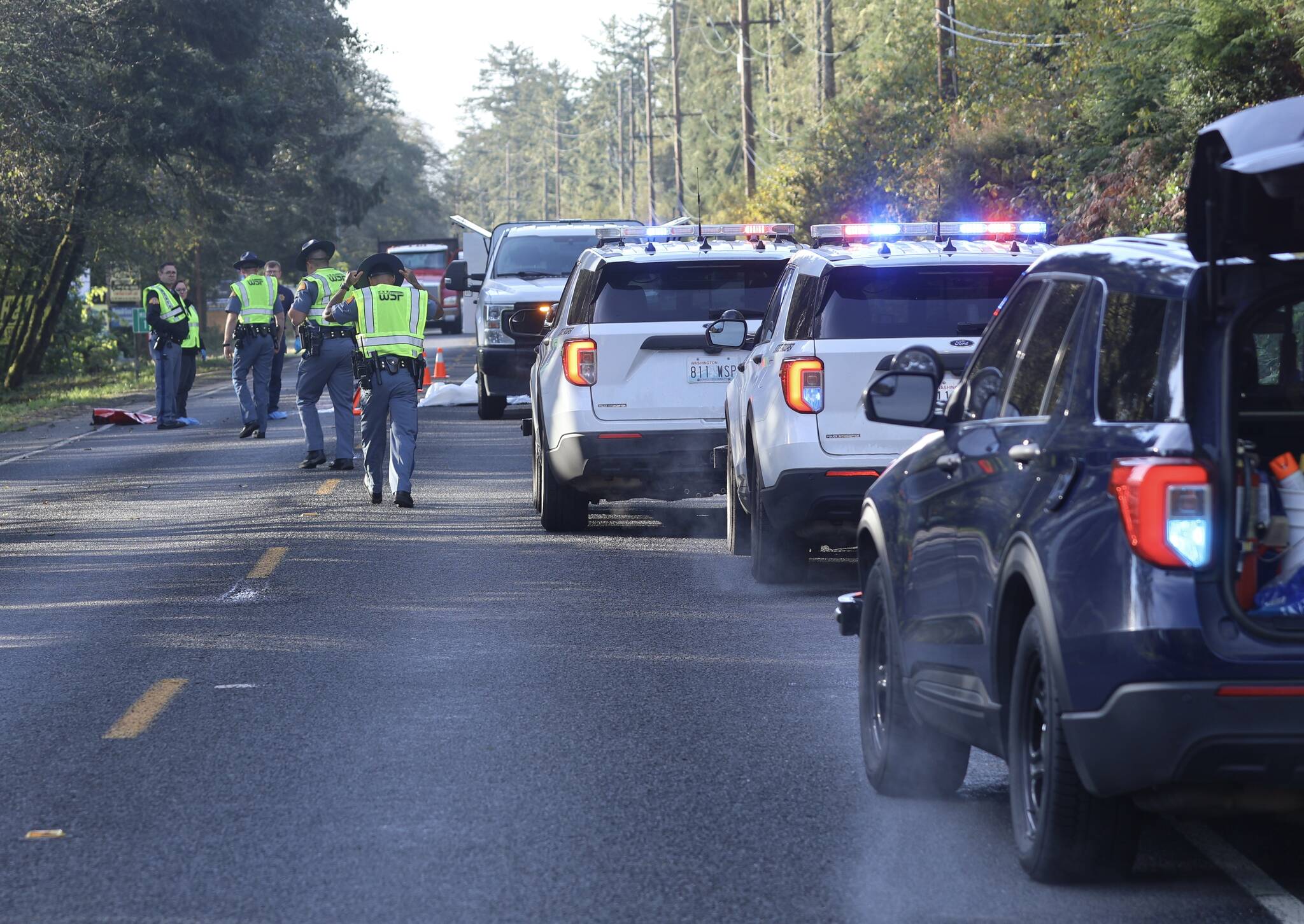 The Washington State Patrol responded to a fatal crash outside of Ocean Shores Thursday morning. (Michael S. Lockett / The Daily World)