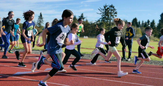 SUBMITTED PHOTO Competitors take off at the start of the Aberdeen Cross Country Youth Fun Run on Sunday at Miller Junior High School in Aberdeen.