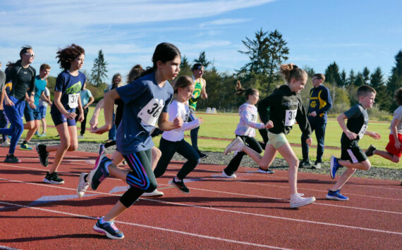 SUBMITTED PHOTO Competitors take off at the start of the Aberdeen Cross Country Youth Fun Run on Sunday at Miller Junior High School in Aberdeen.