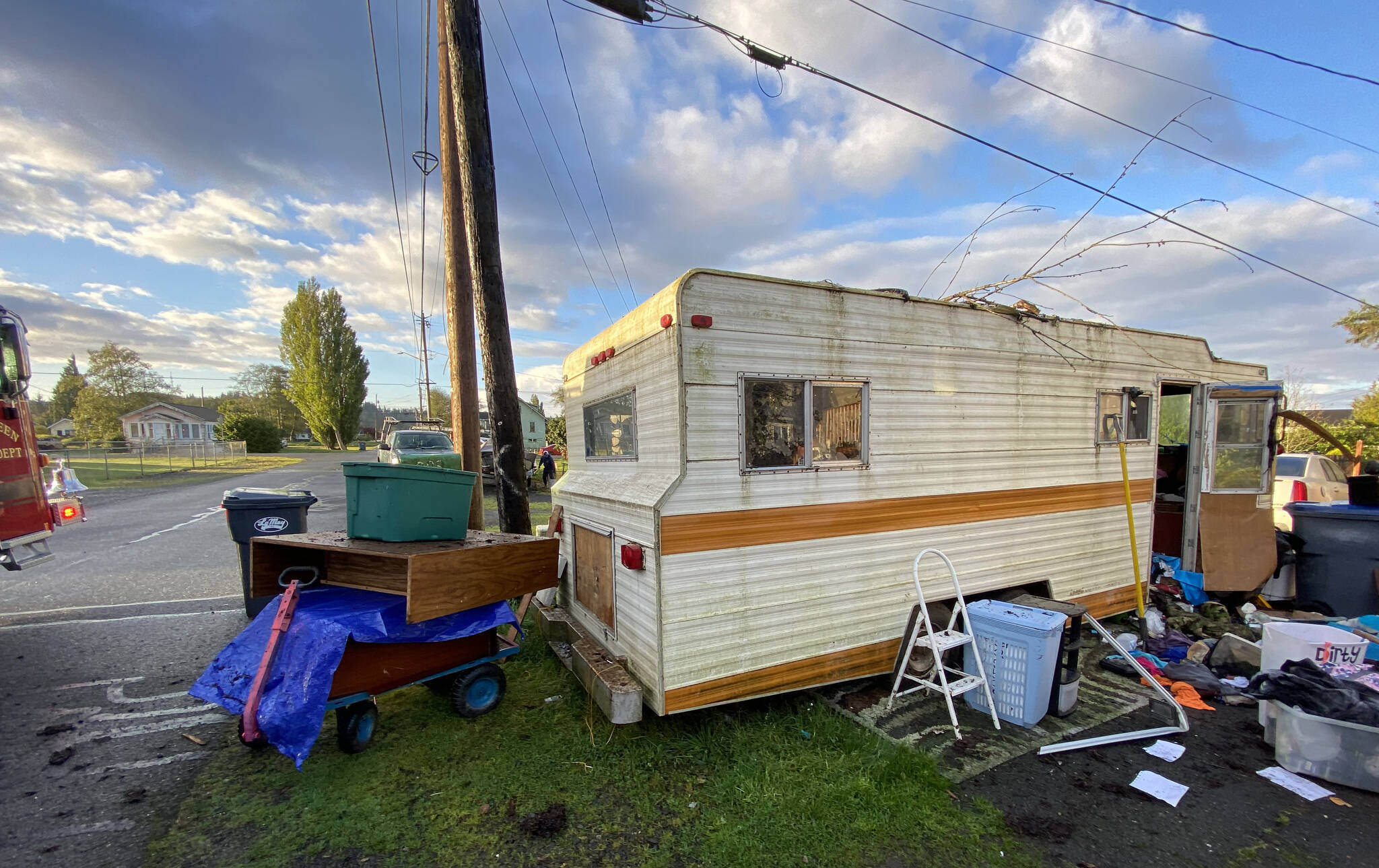 An RV in South Aberdeen likely experienced an explosion from a propane stove Thursday morning. (Aberdeen Police Department)