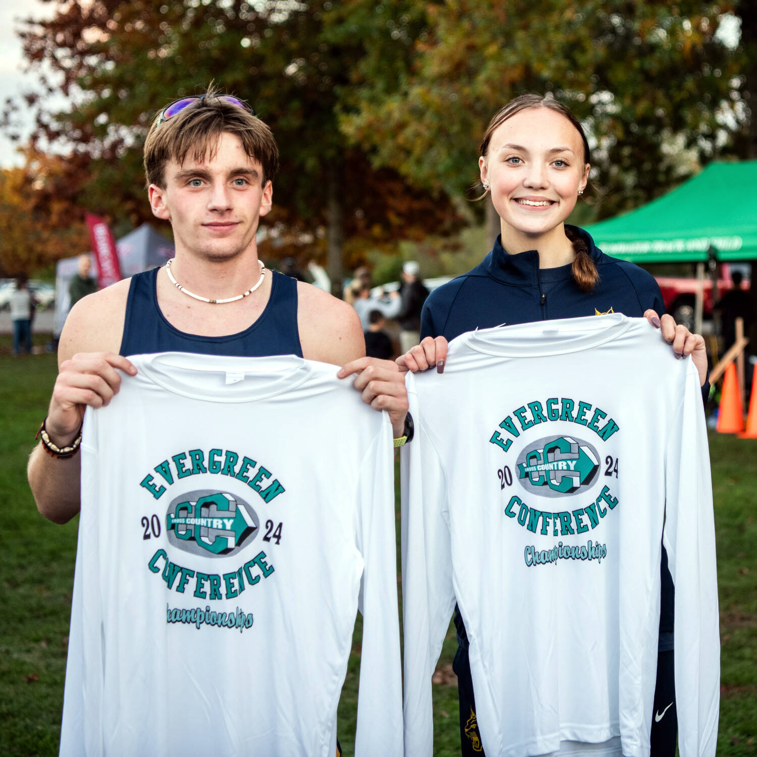 ALICIA TISDALE | ALICIATISDALE.COM Aberdeen’s Henry Nelson (left) and Ailyn Haggard won league titles at the 2A Evergreen Conference Championships on Wednesday at Pioneer Park in Tumwater.