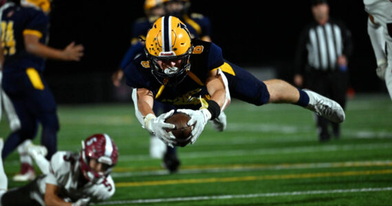 JIM THRALL | MATFOCUS.COM Aberdeen running back Micah Schroeder, seen here in a file photo from Sept. 27, rushed for 278 yards in a victory over Black Hills on Friday in Tumwater.