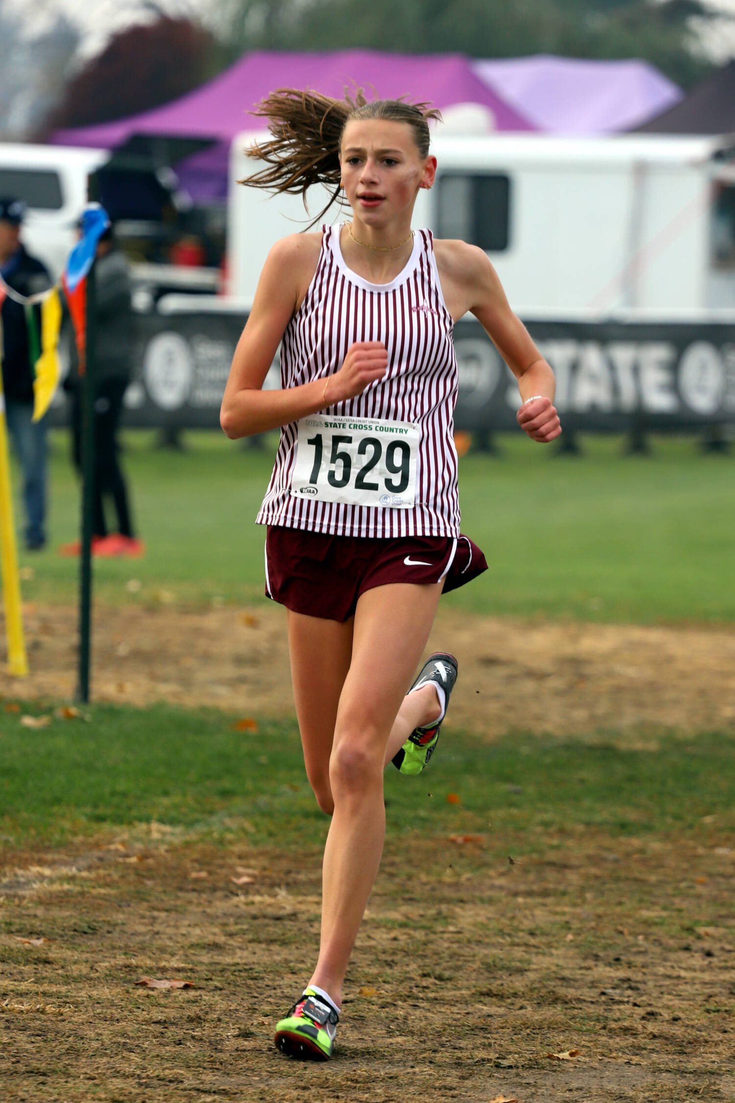 PHOTO BY DENNIS NELSON Montesano’s Haley Schweppe won the 1A State Girls Cross Country Championship on Saturday at Sun Willows Golf Course in Pasco.