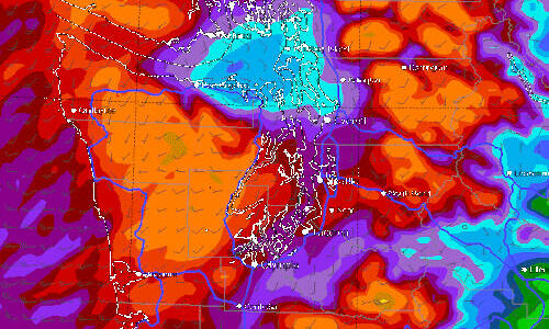 Cliff Mass
By Tuesday morning, rain levels were predicted to light up Western Washington weather maps.