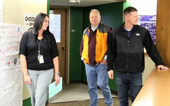 Aberdeen School District photos
Principal Tosha Love ushers Reps. Jim Walsh and Joel McEntire through Stevens Elementary School.