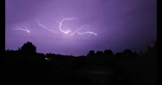 Jeff Wooten
Lightning lights up the sky above Ocean Shores Wednesday morning.