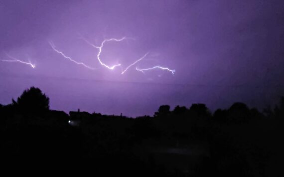 Jeff Wooten
Lightning lights up the sky above Ocean Shores Wednesday morning.