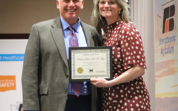 Washington Farm Bureau
Sen. Kevin Van De Wege, 24th District, former chair of the Senate Agriculture, Water, Natural Resources and Parks Committee, received Legislator of the Year from the Washington Farm Bureau.