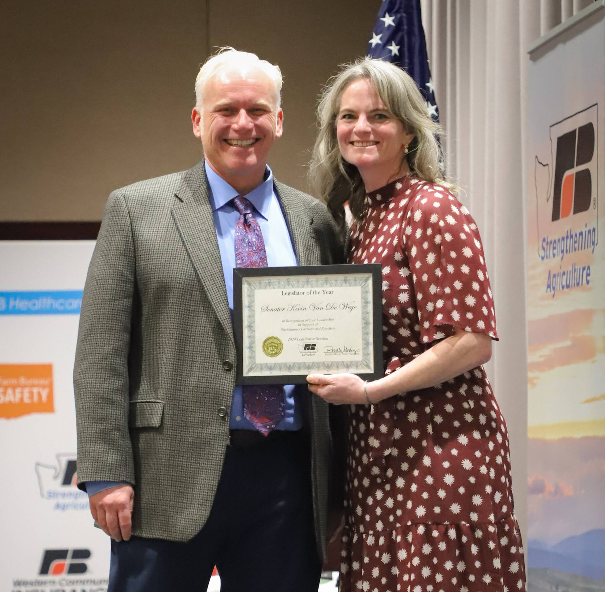 Washington Farm Bureau
Sen. Kevin Van De Wege, 24th District, former chair of the Senate Agriculture, Water, Natural Resources and Parks Committee, received Legislator of the Year from the Washington Farm Bureau.