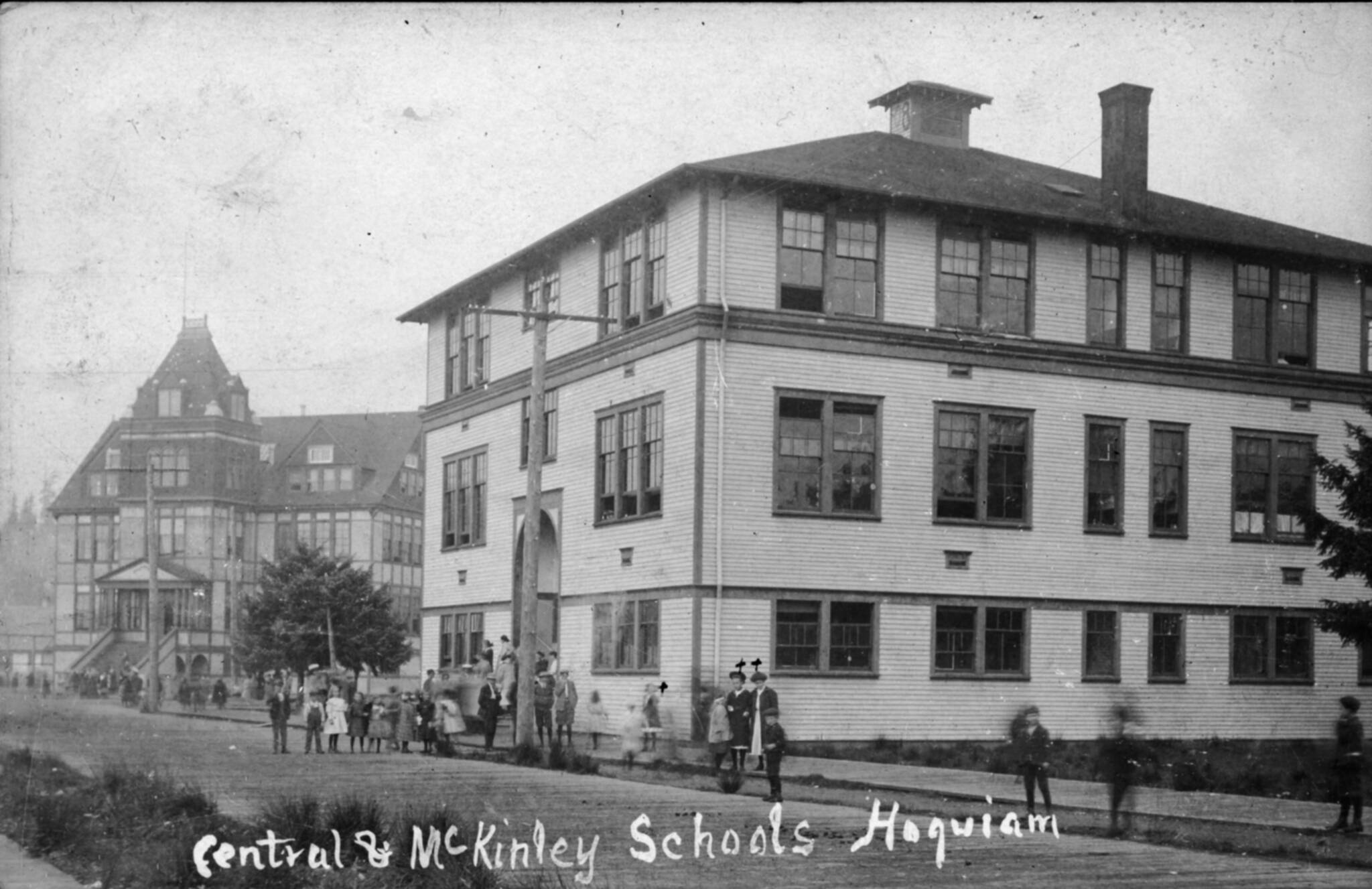 Central and McKinley schools were located on opposite sides of Emerson Avenue at its intersection with I Street (now Simpson Avenue) in Hoquiam.