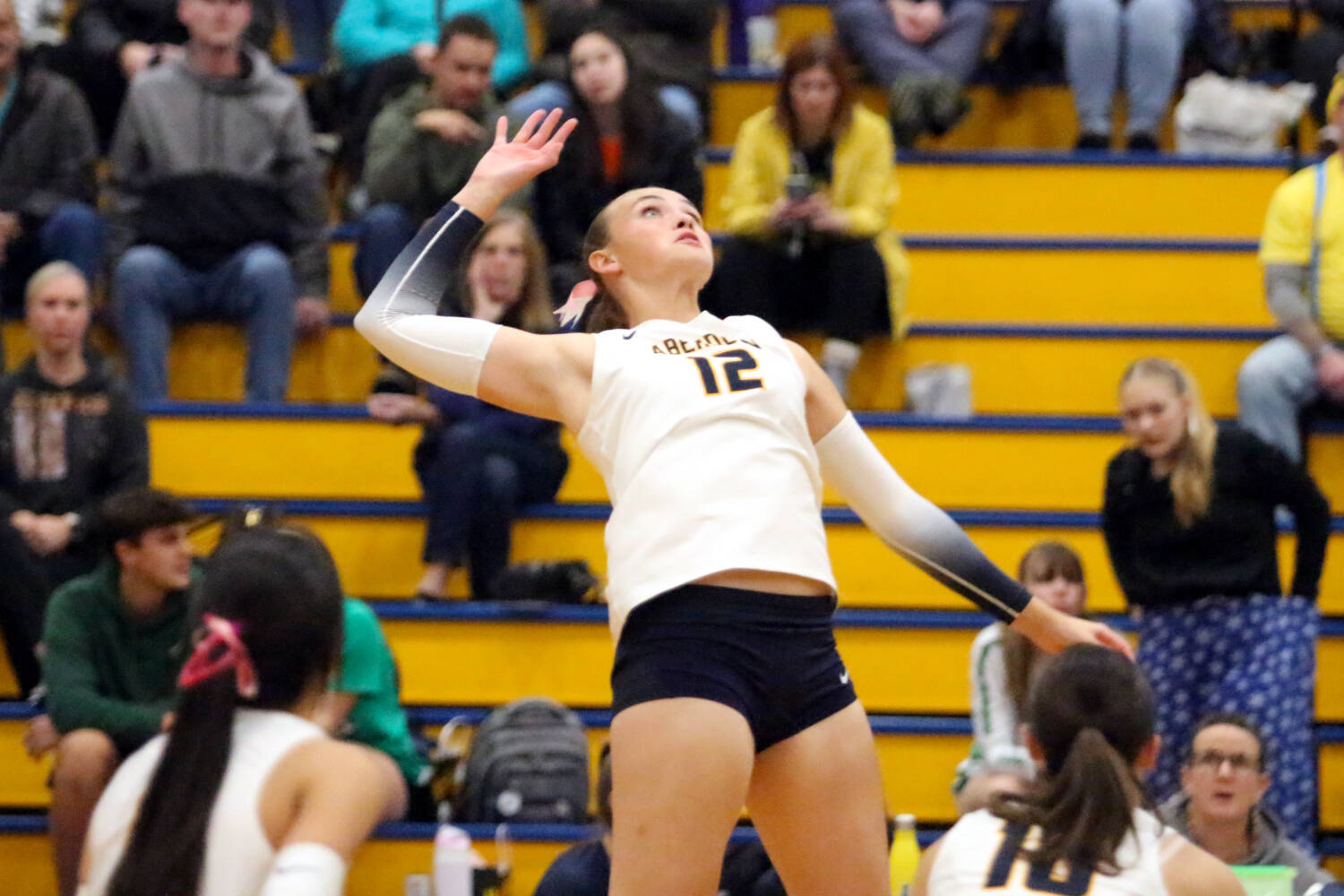 DAILY WORLD FILE PHOTO Aberdeen senior middle blocker Lilly Camp was named the 2A Evergreen Conference MVP after leading the Bobcats to the program’s best season in over two decades.