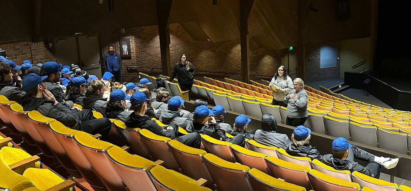 Grays Harbor College
Grays Harbor College President Dr. Carli Schiffner addresses the student athletes on Friday.