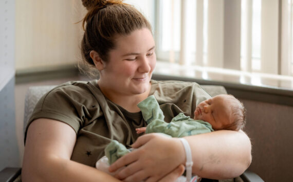 Harbor Regional Health photos
Mother Katelyn Currie holds her baby Oliver, the first baby born in Grays Harbor in 2025.