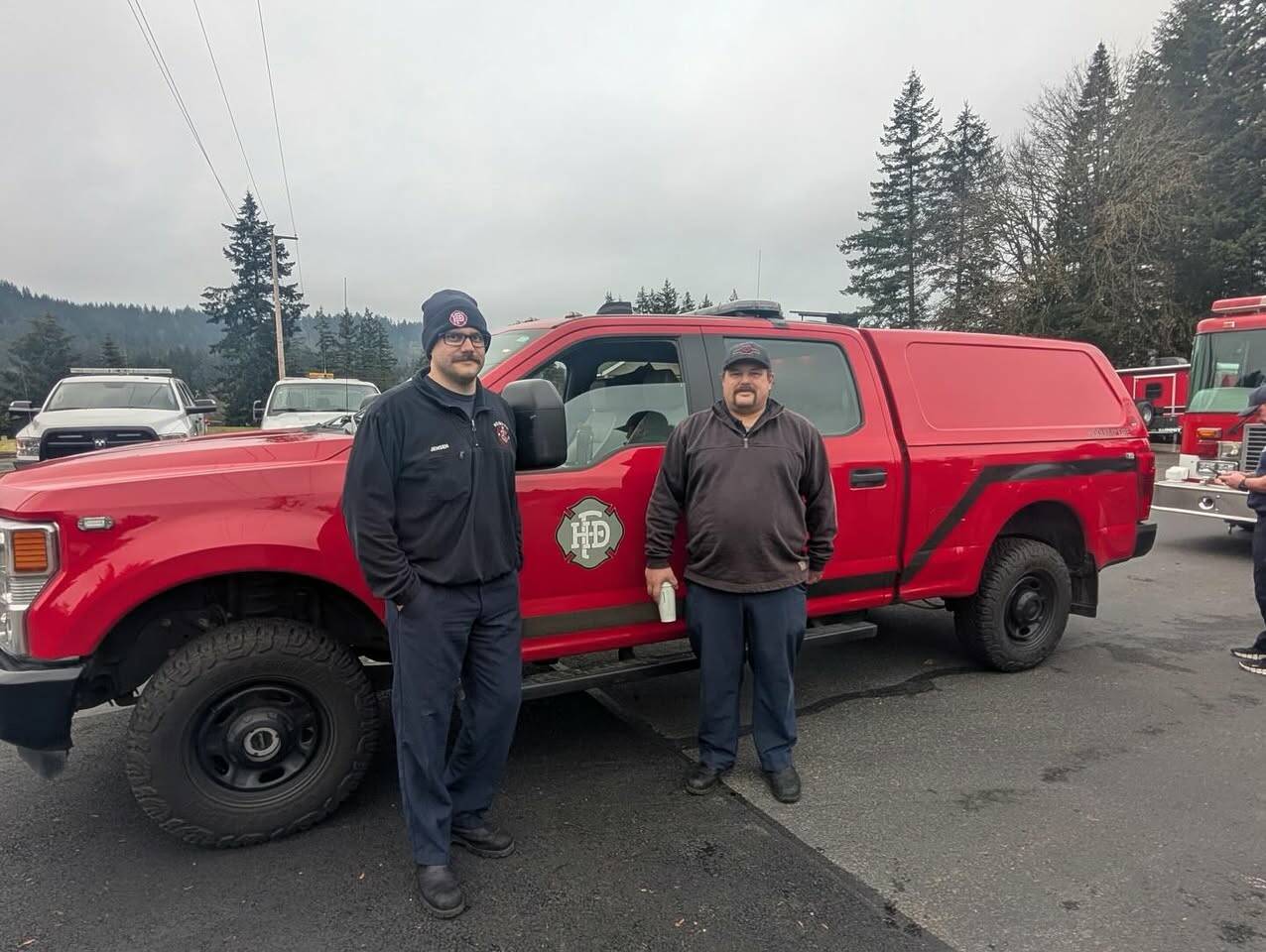 Hoquiam Fire Department
Engineer Derek Jensen (left) and Engineer John Phillips from the Hoquiam Fire Department joined with other departments from the Central Region in Washington state to head to the California wildfires.